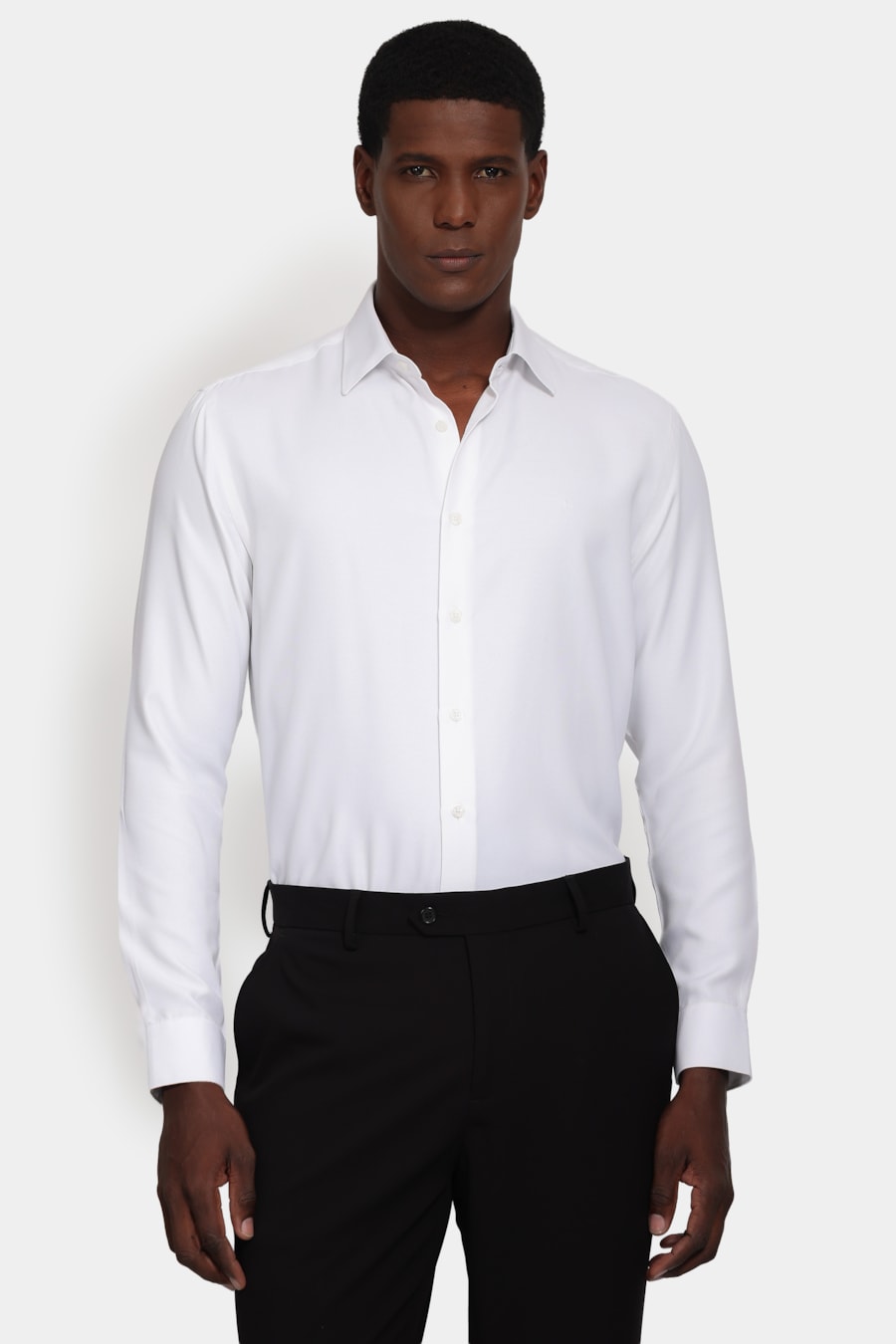 Camisa Manga Longa Slim Tricoline Mix Maquinetado Branco — foto 1 de 6