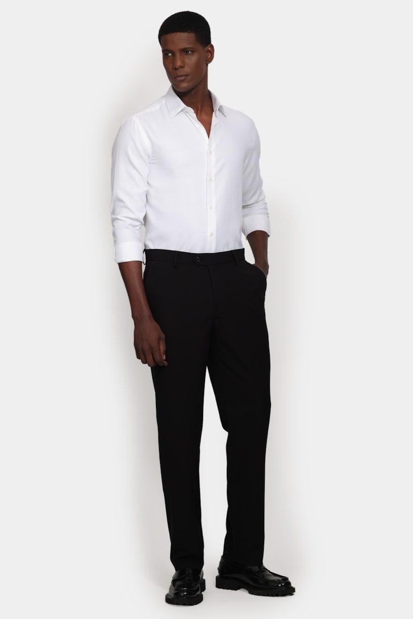Camisa Manga Longa Slim Tricoline Mix Maquinetado Branco