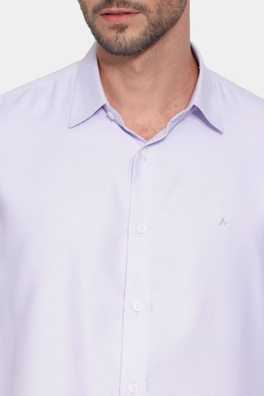 Camisa Manga Longa Slim Tricoline Mix Maquinetado Lilas — foto 3 de 6