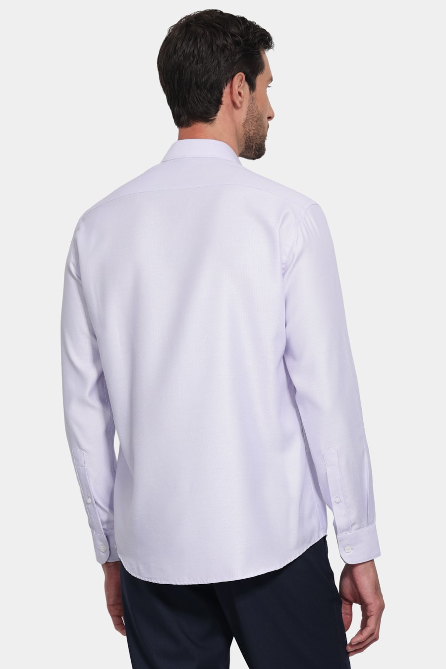 Camisa Manga Longa Slim Tricoline Mix Maquinetado Lilas — foto 4 de 6
