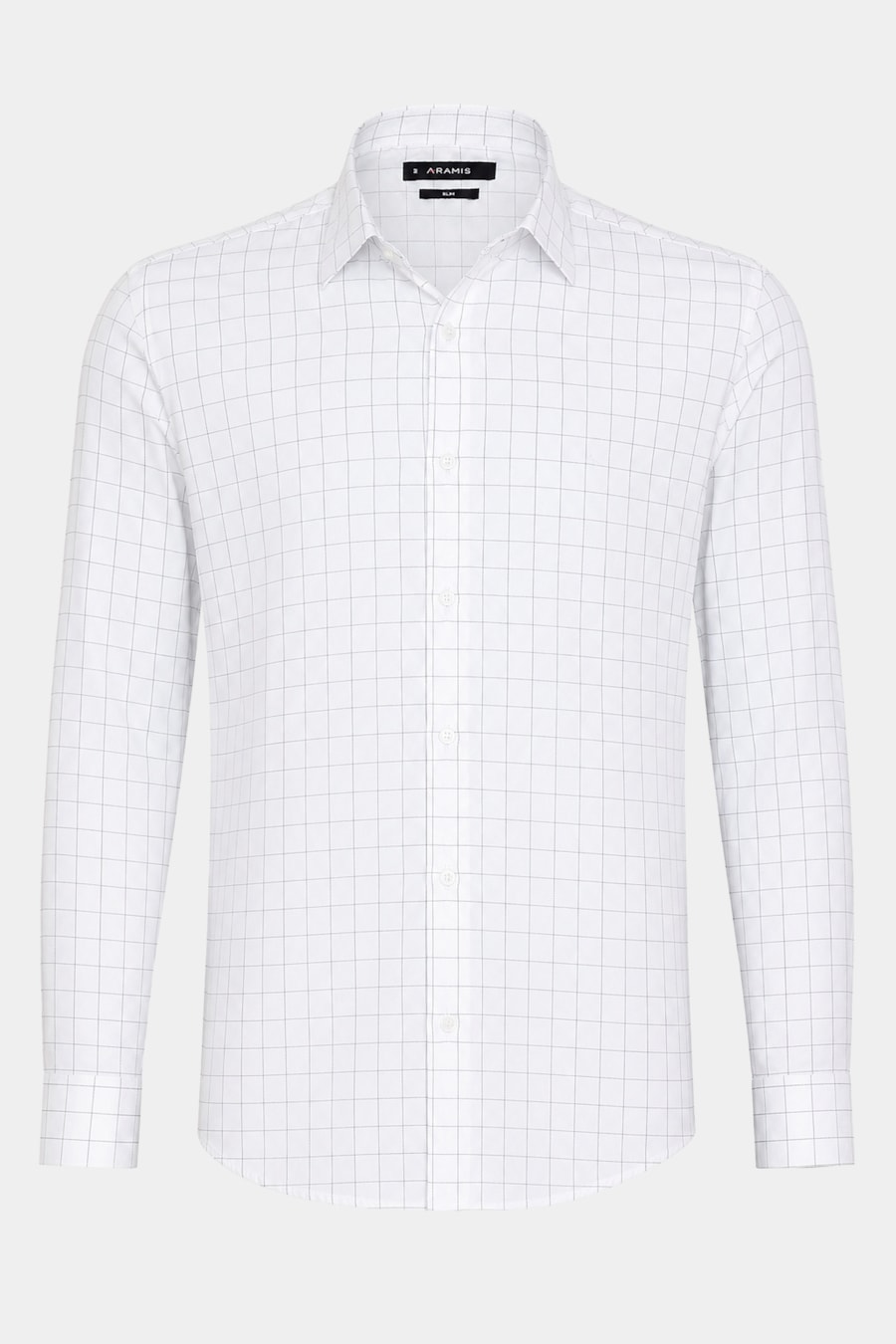 Camisa Manga Longa Slim Tricoline Mix Xadrez Branco C/ Preto — foto 5 de 6