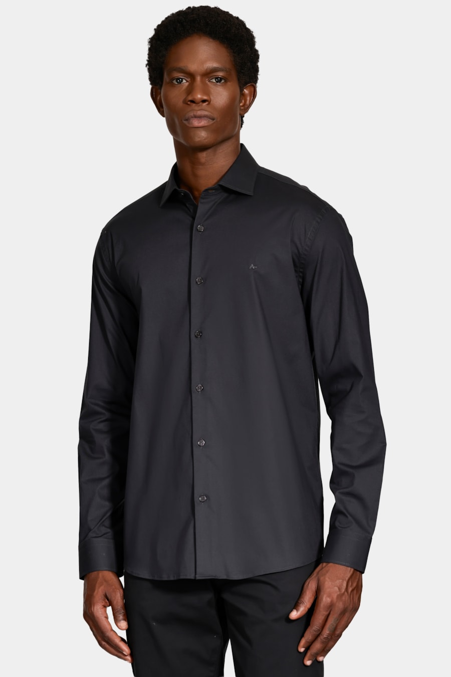Camisa Manga Longa Slim Tricoline Stretch Chumbo — foto 1 de 6