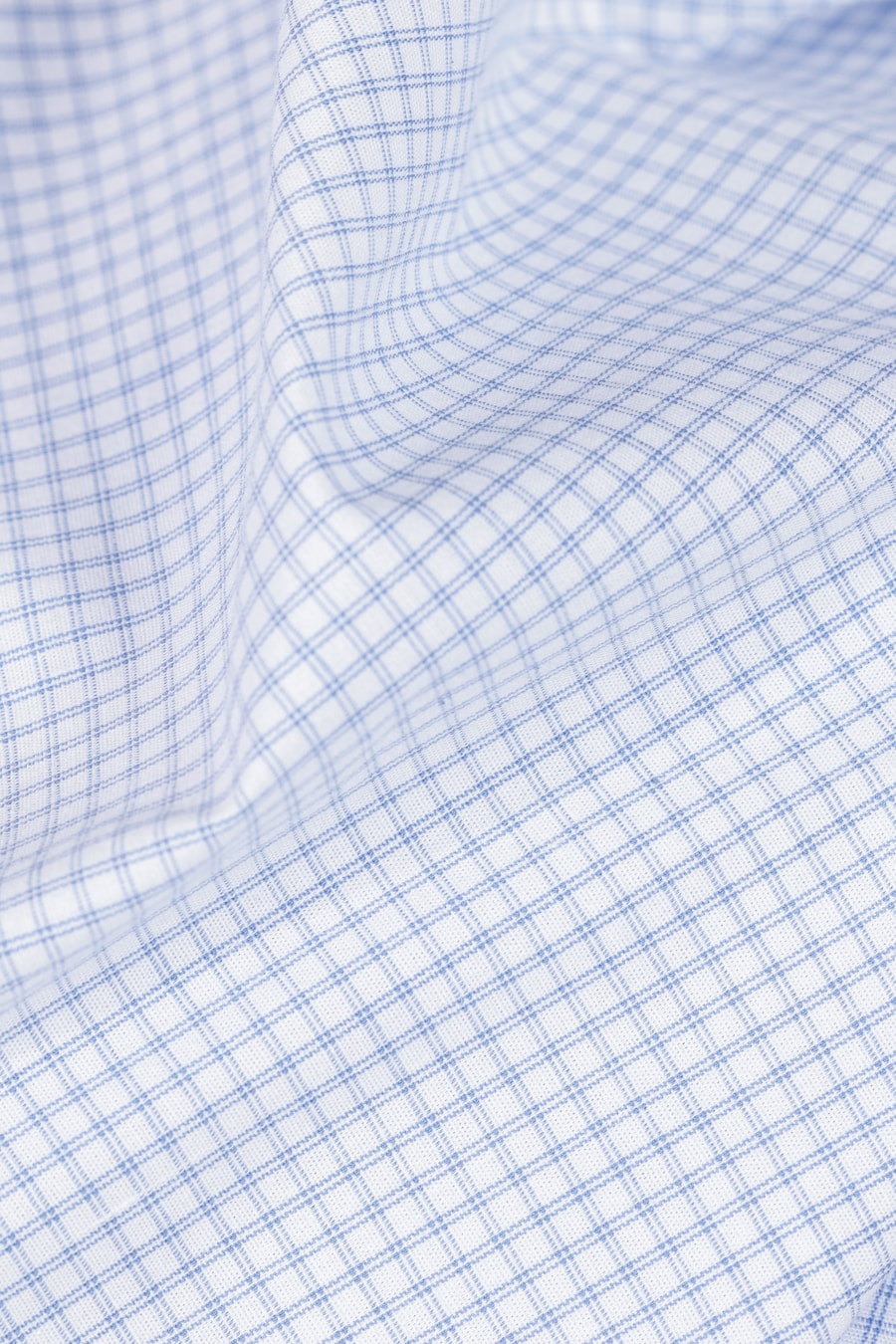 Camisa Manga Longa Slim Tricoline Stretch Xadrez Branco Com Azul — foto 5 de 5