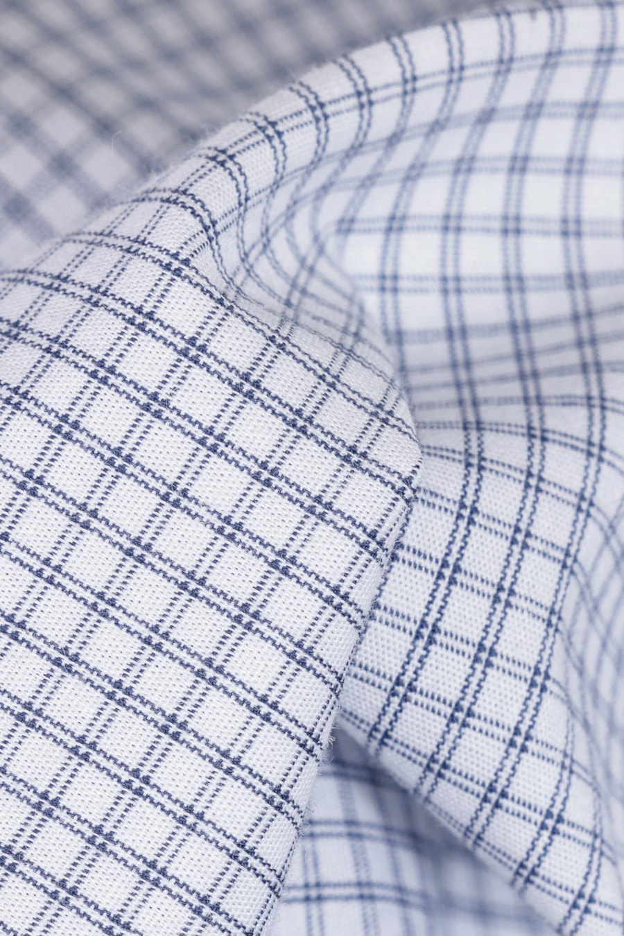 Camisa Manga Longa Slim Tricoline Stretch Xadrez Branco Com Marinho — foto 5 de 5