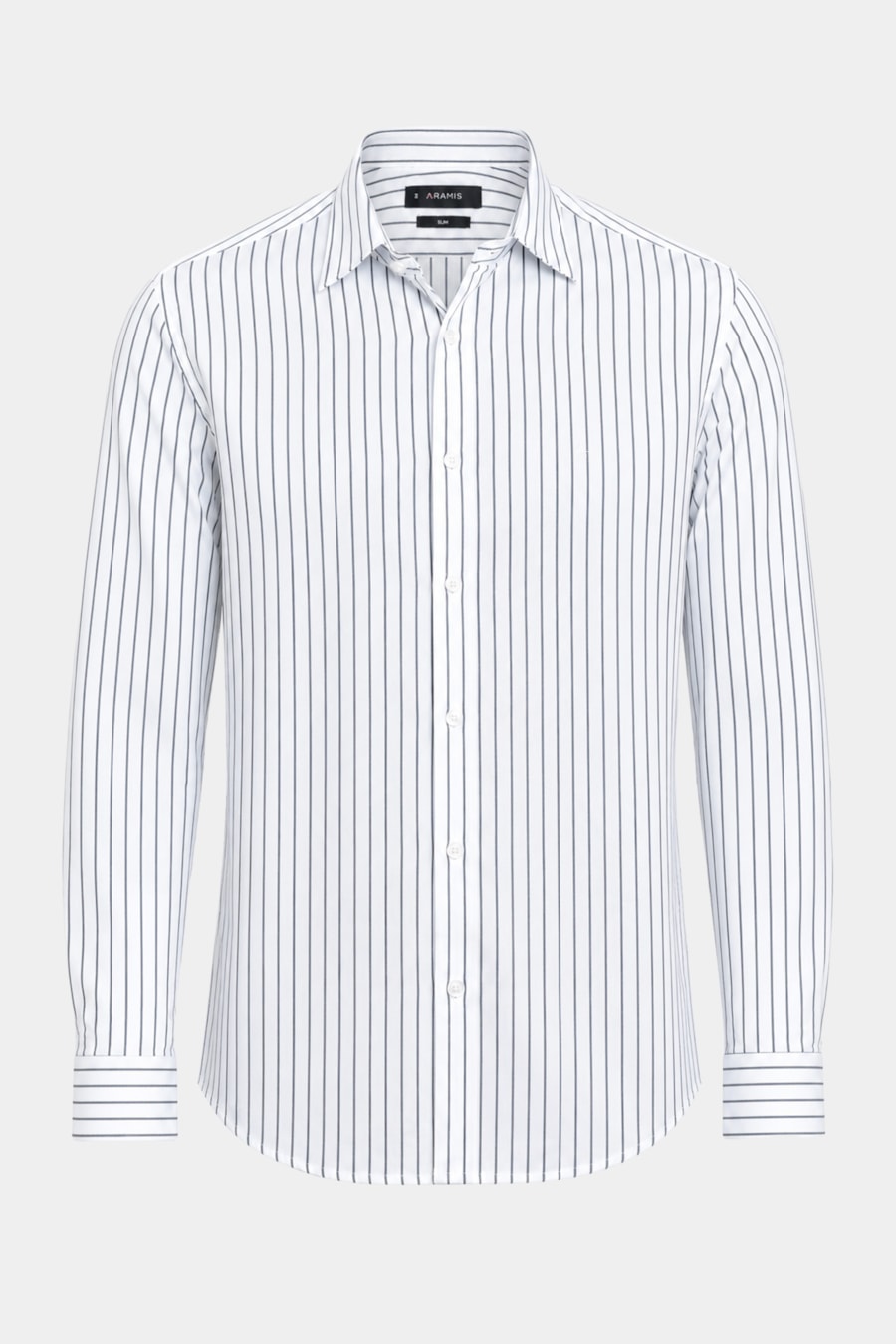 Camisa Manga Longa Slim Tricoline Urban Listrado Branco C/Marinho — foto 5 de 5