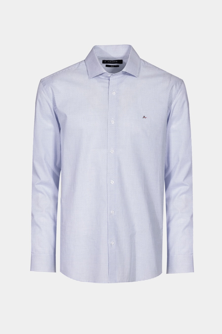 Camisa Manga Longa Slim Tricoline Xadrez Branco Com Marinho — foto 6 de 6