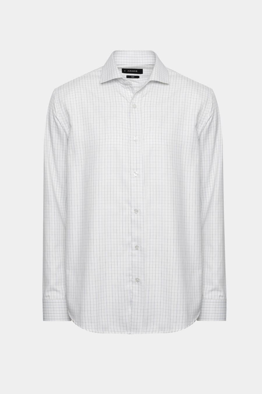 Camisa Manga Longa Slim Tricoline Xadrez Maquinetada Branco C/Verde — foto 6 de 6