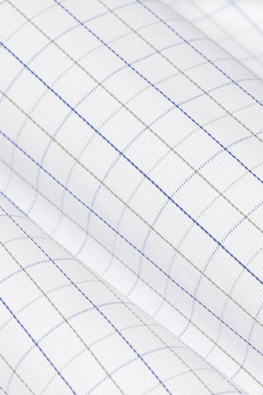 Camisa Manga Longa Slim Tricoline Xadrez Maquinetada Branco C/Verde — foto 5 de 6