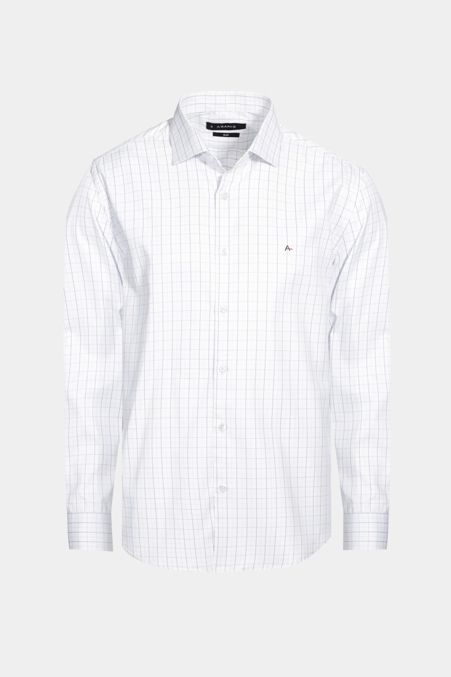 Camisa Manga Longa Slim Tricoline Xadrez Maquinetada Branco Com Azul — foto 6 de 6