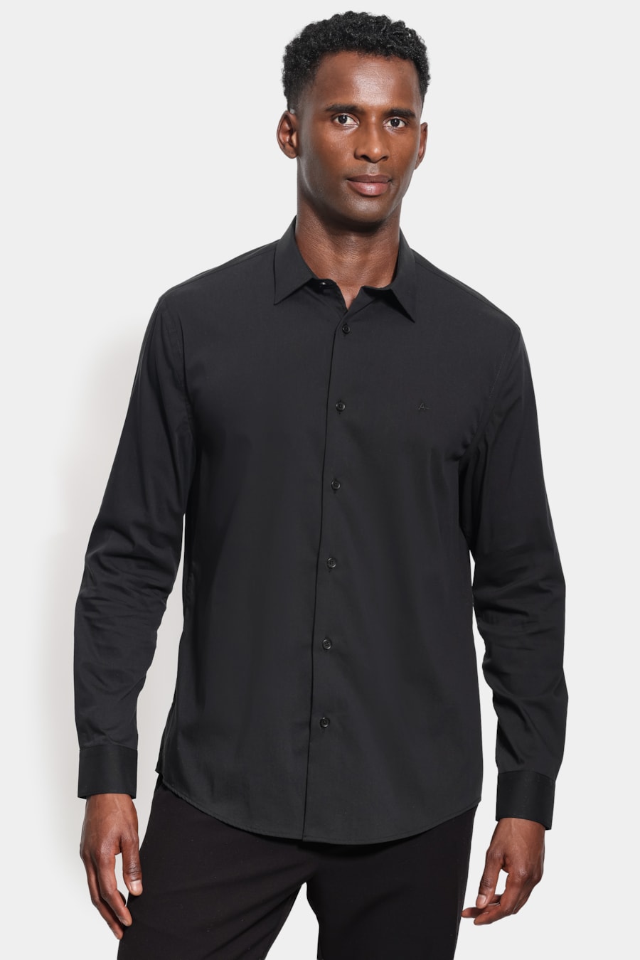 Camisa Manga Longa Slim Viena Poliamida Preto — foto 1 de 6