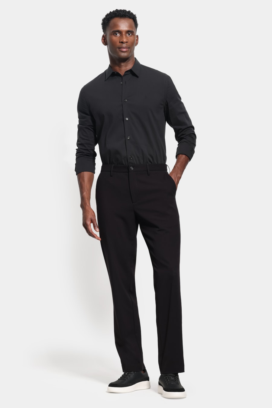 Camisa Manga Longa Slim Viena Poliamida Preto — foto 2 de 6