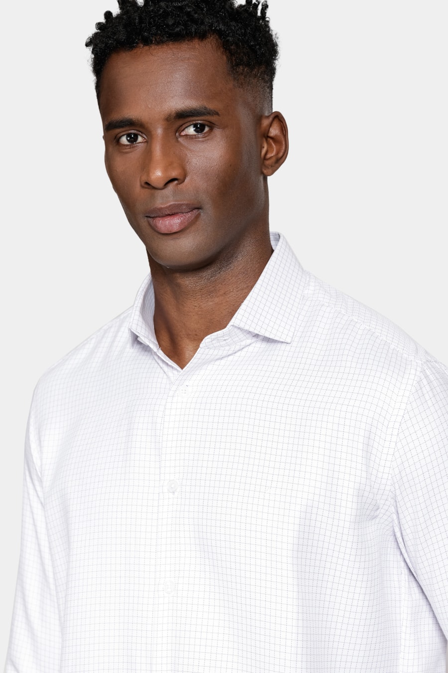 Camisa Manga Longa Slim Xadrez Branco C/Lilas — foto 3 de 6