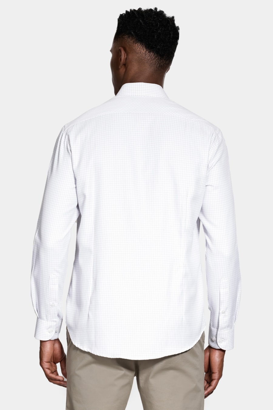 Camisa Manga Longa Slim Xadrez Branco C/Lilas — foto 4 de 6
