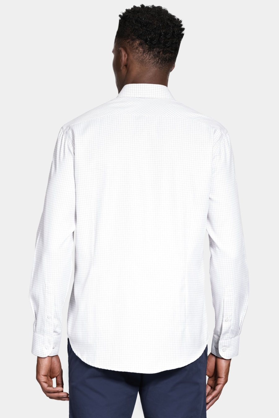 Camisa Manga Longa Slim Xadrez Branco C/Vinho — foto 4 de 6