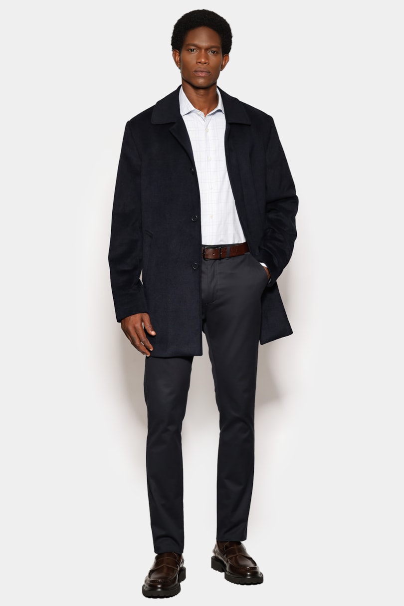 Camisa Manga Longa Slim Xadrez Linhas Azulclaro C/ Azul
