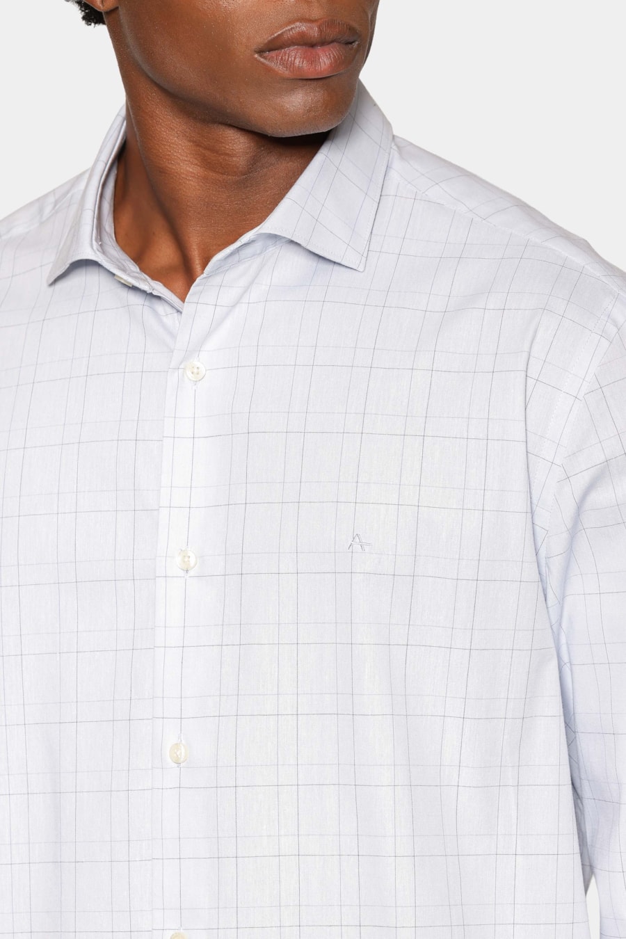 Camisa Manga Longa Slim Xadrez Linhas Azulclaro C/ Azul — foto 3 de 6