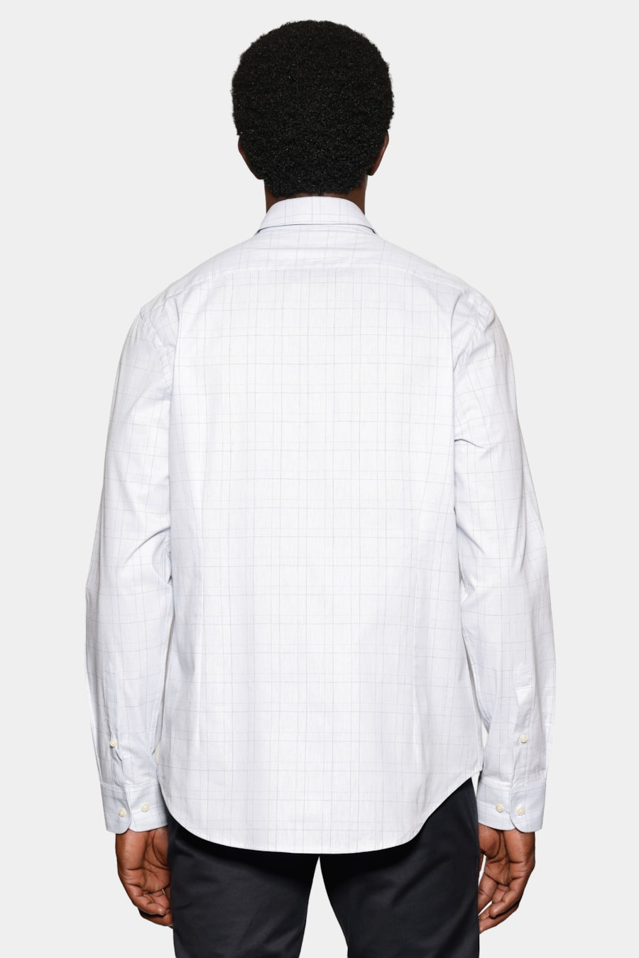 Camisa Manga Longa Slim Xadrez Linhas Azulclaro C/ Azul — foto 4 de 6