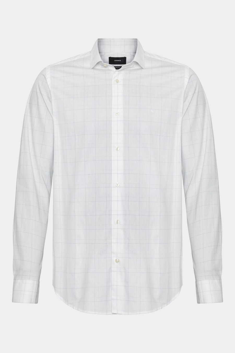 Camisa Manga Longa Slim Xadrez Linhas Branco C/Azul — foto 5 de 6
