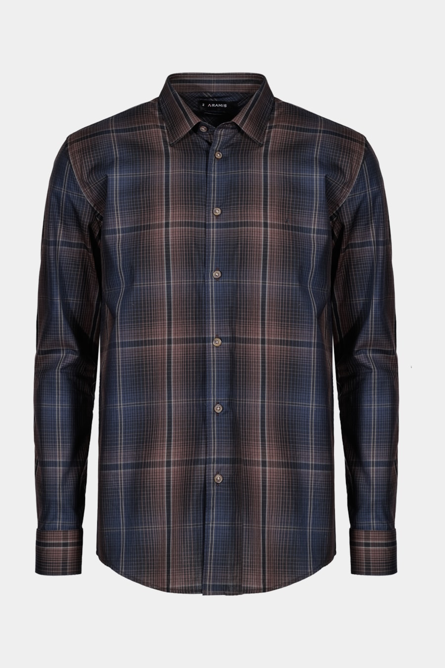 Camisa Manga Longa Slim Xadrez Preto Com Caramelo — foto 6 de 6