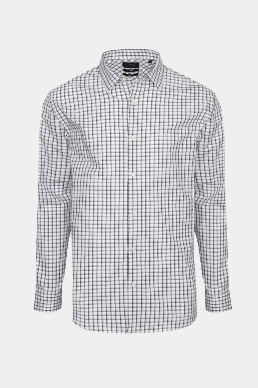 Camisa Manga Longa Slim Xadrez Stretch Branco C/Marinho — foto 5 de 6