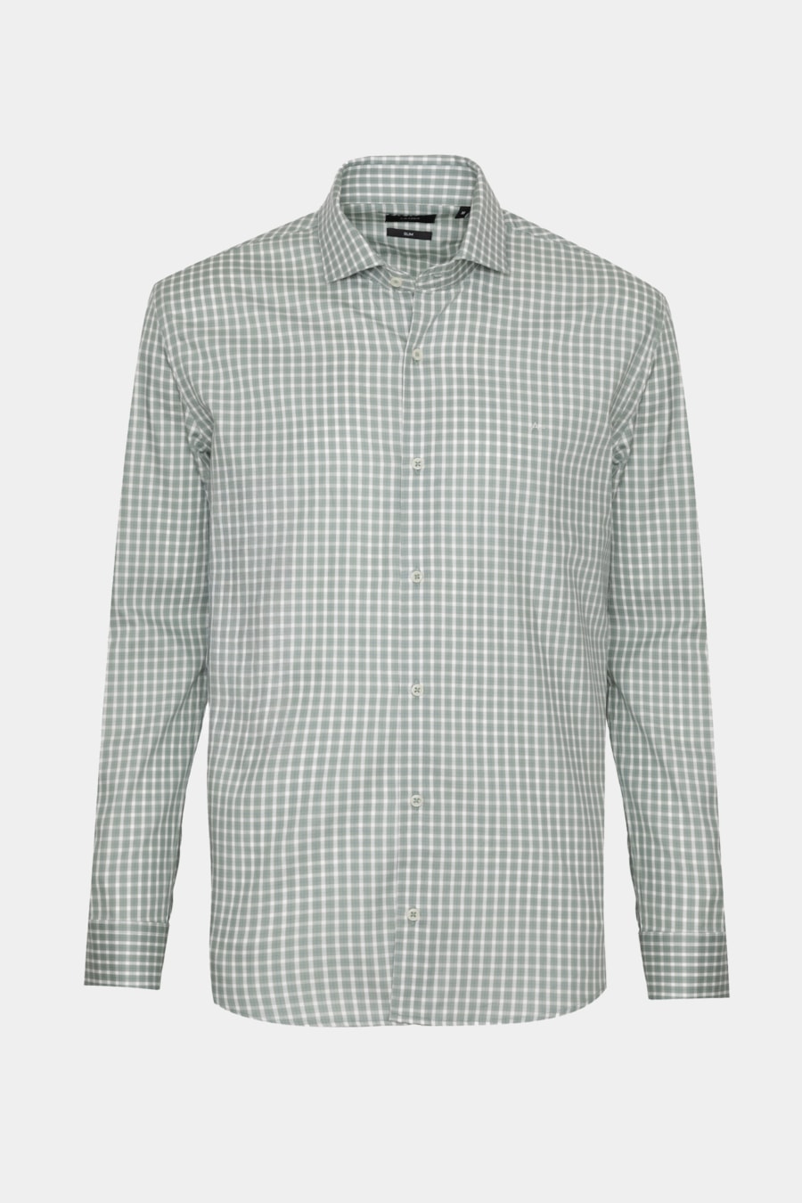 Camisa Manga Longa Slim Xadrez Verde C/ Branco — foto 5 de 6