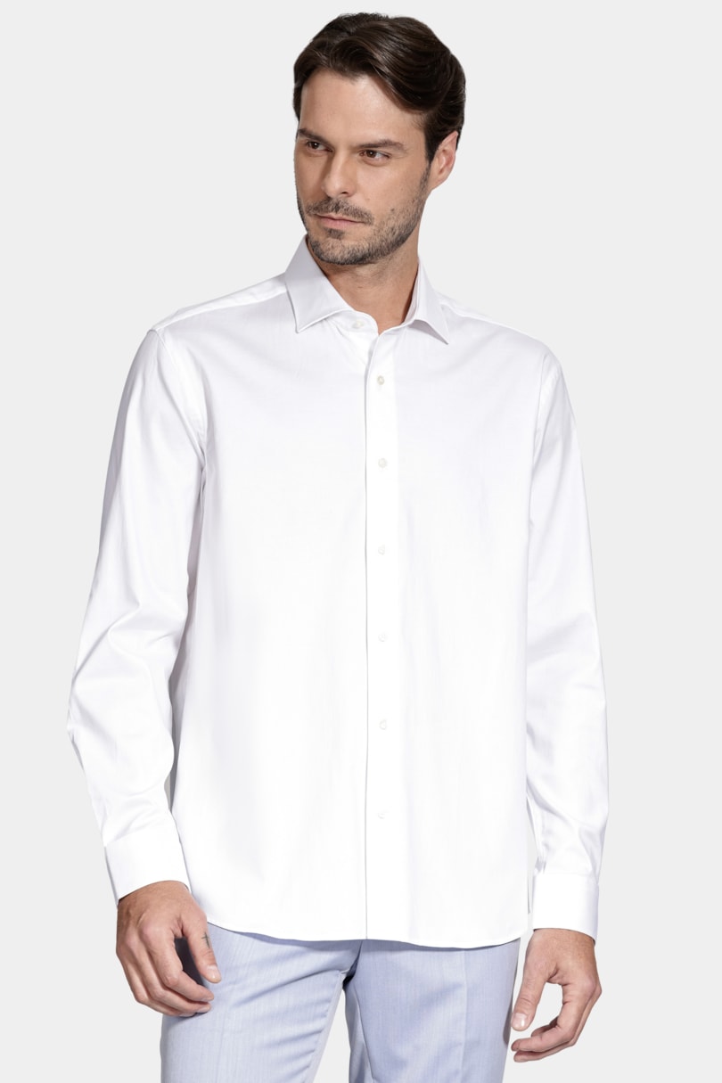 Camisa Manga Longa Social Regular Maquinetada Stretch Branco