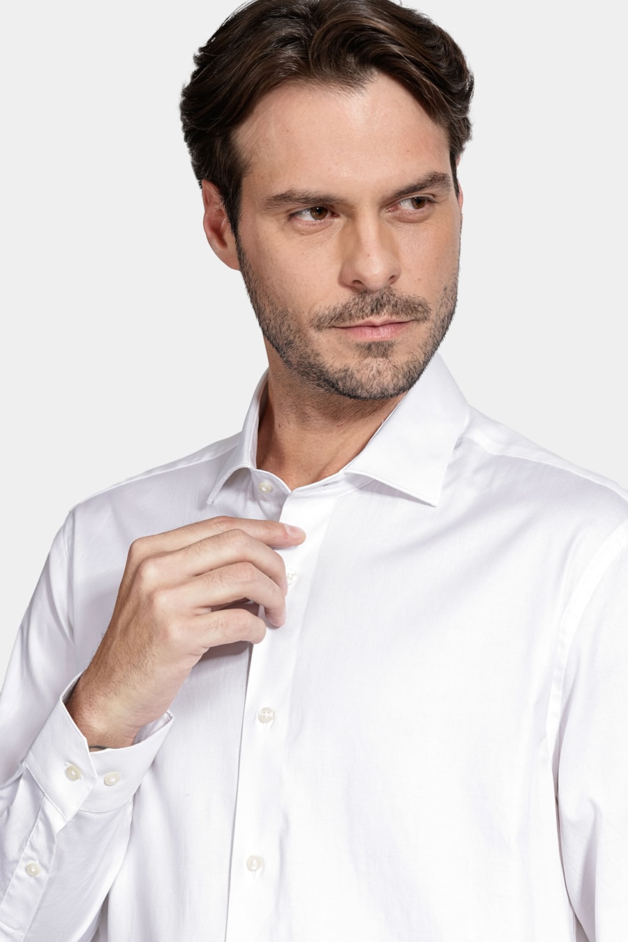 Camisa Manga Longa Social Regular Maquinetada Stretch Branco — foto 3 de 6