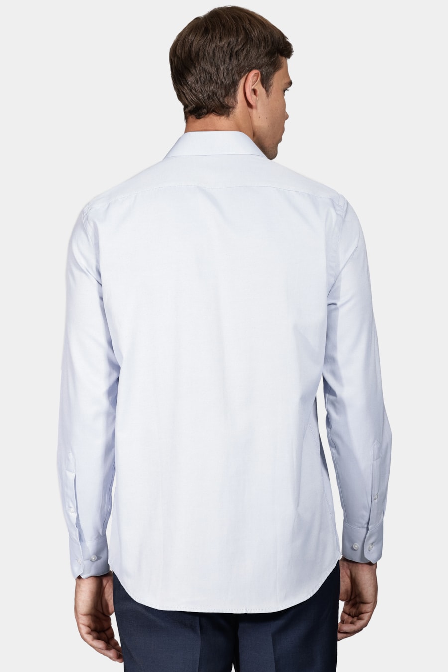Camisa Manga Longa Social Regular Tricoline Maquinetada Azul — foto 4 de 5