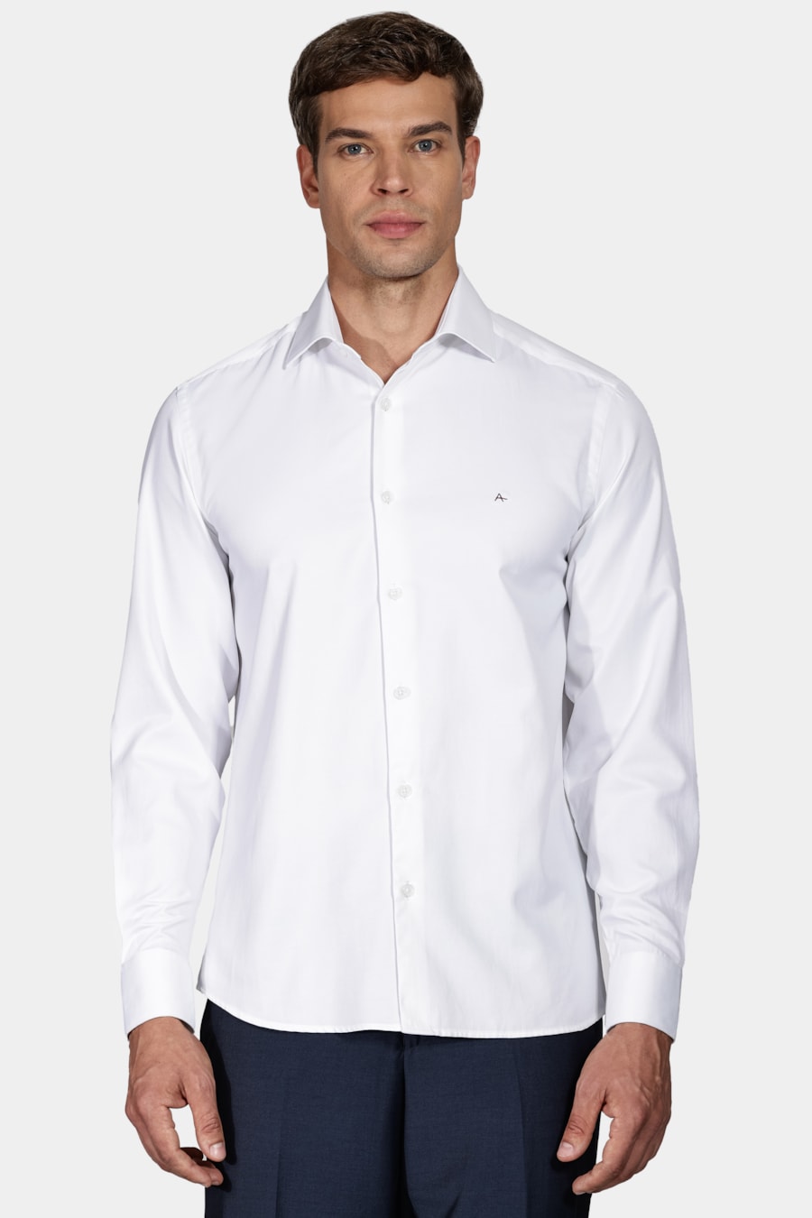 Camisa Manga Longa Social Regular Tricoline Maquinetada Branco — foto 1 de 5