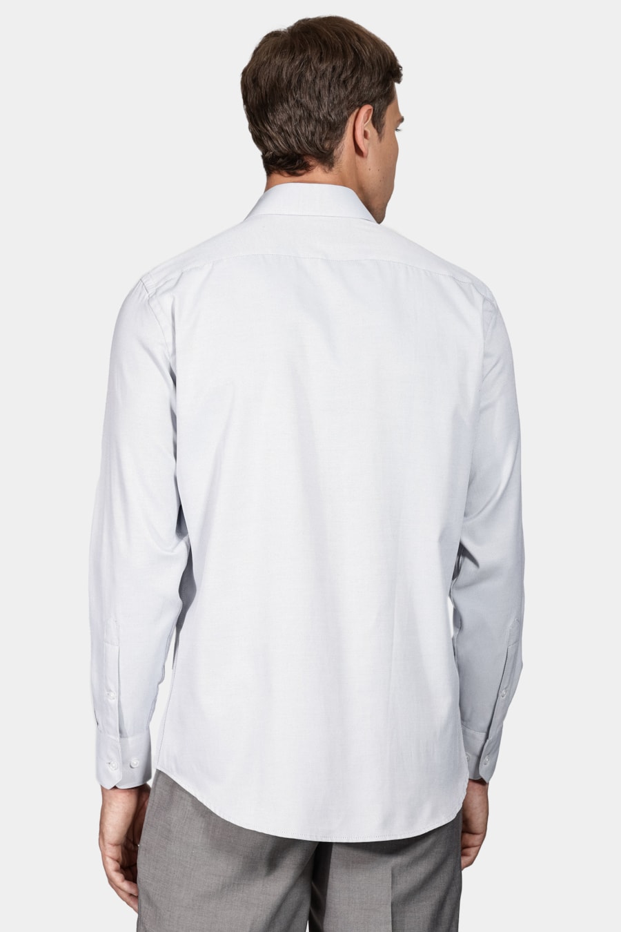 Camisa Manga Longa Social Regular Tricoline Maquinetada Cinza — foto 4 de 5