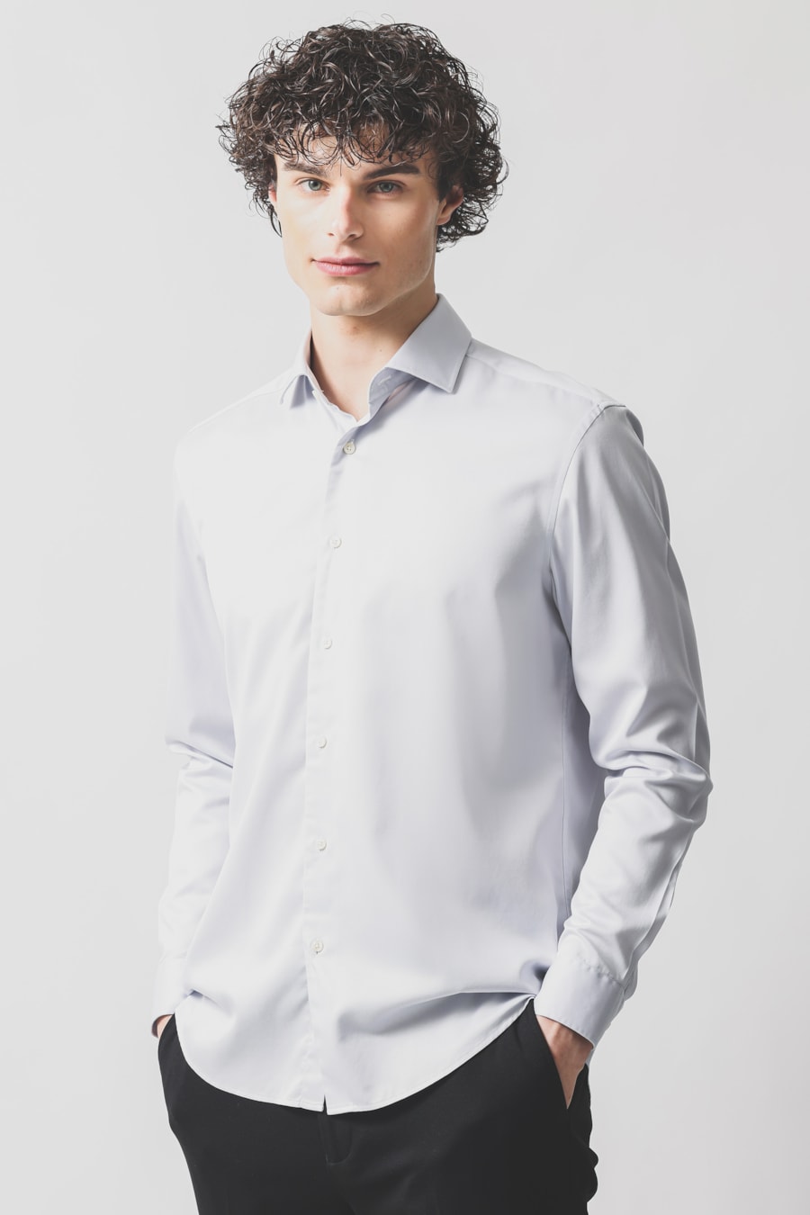 Camisa Manga Longa Social Wrinkle Free Cinza — foto 1 de 6