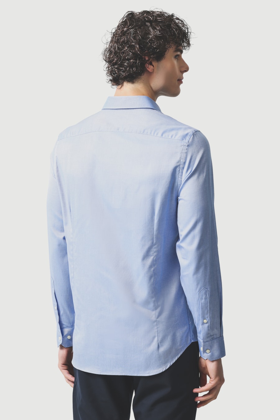 Camisa Manga Longa Super Slim Algodão Maquinetado Azul — foto 4 de 6