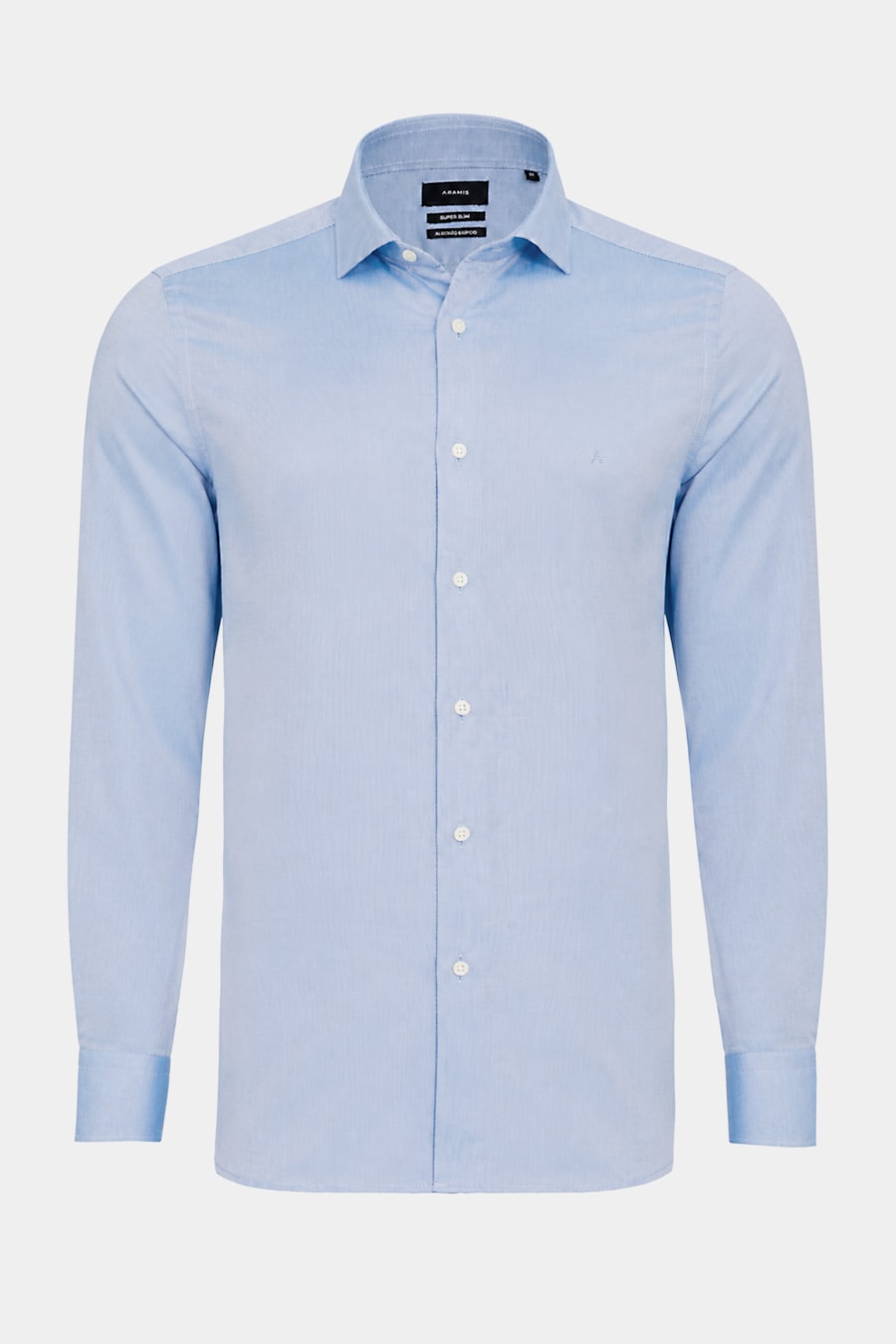 Camisa Manga Longa Super Slim Algodão Maquinetado Azul — foto 5 de 6