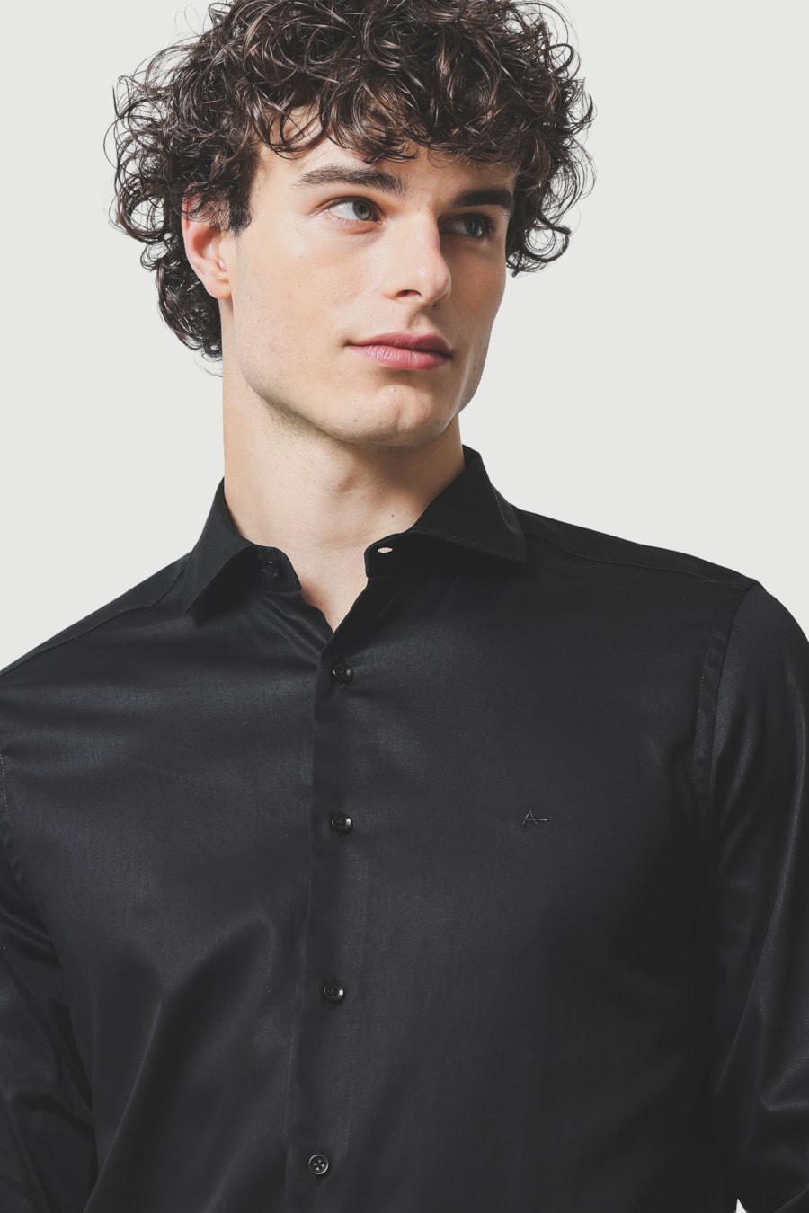 Camisa Manga Longa Super Slim Cetim St Hudson 2 Preto — foto 3 de 5