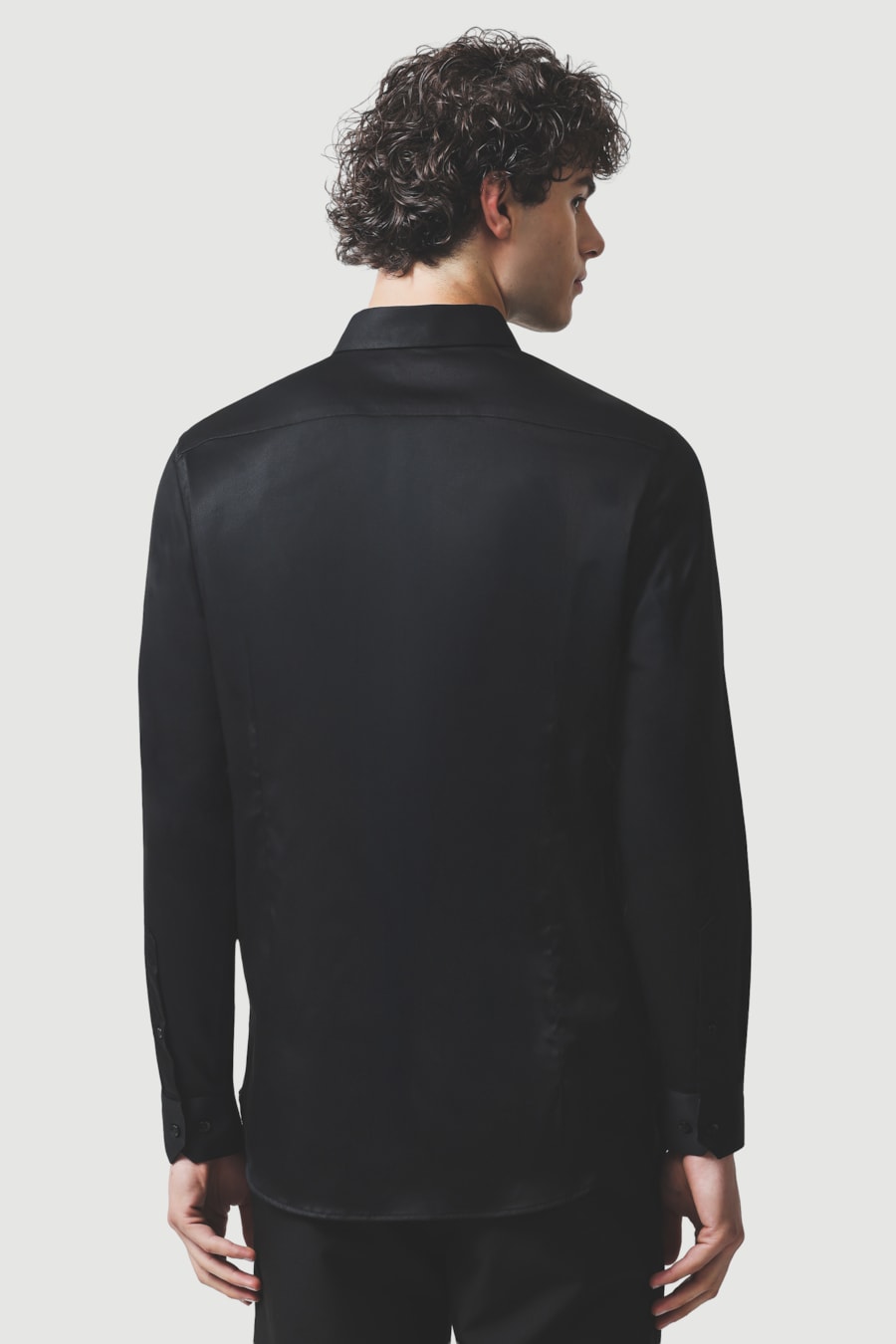 Camisa Manga Longa Super Slim Cetim St Hudson 2 Preto — foto 4 de 5