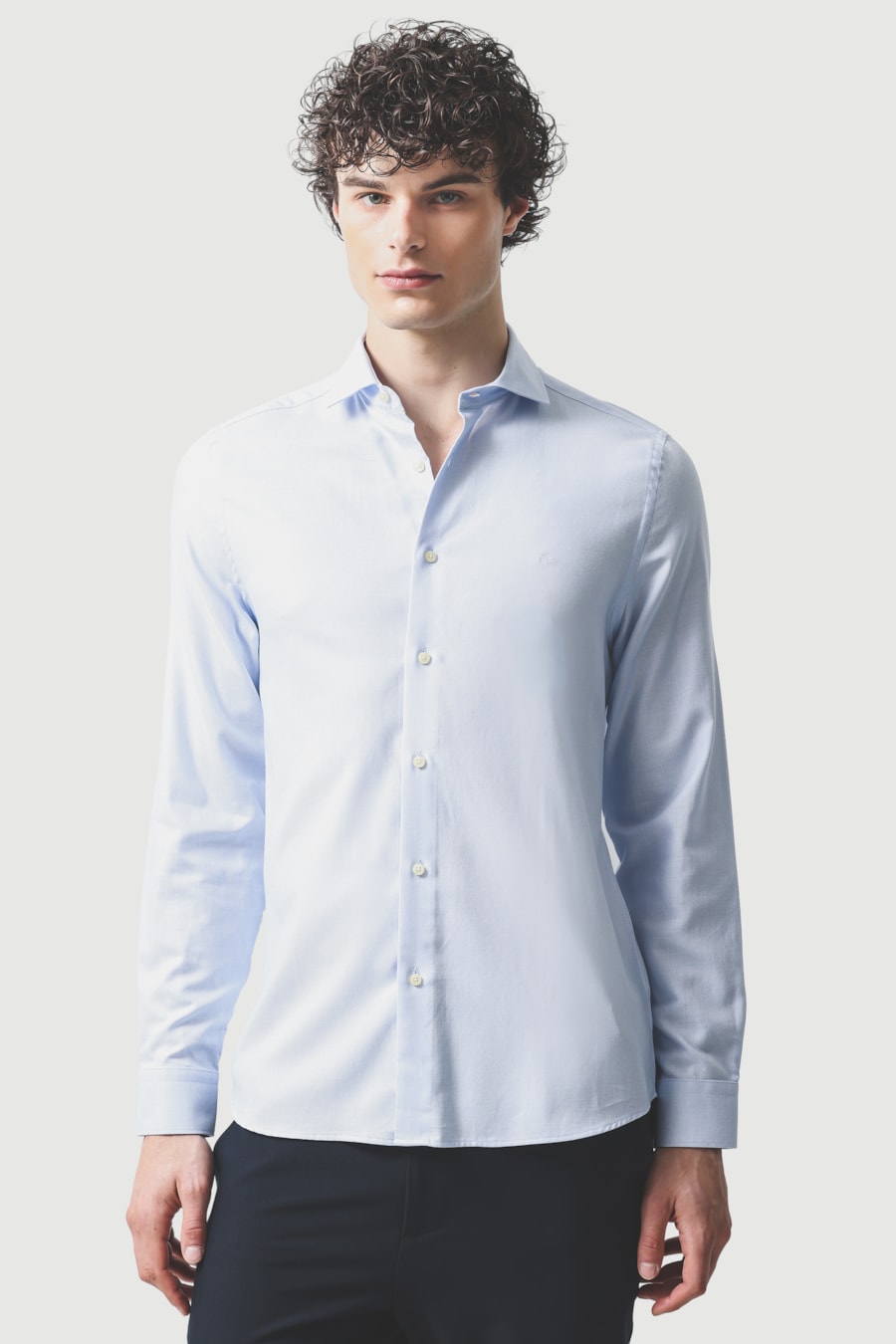 Camisa Manga Longa Super Slim Fio 50 Egípcio Stairs Azul Claro — foto 1 de 6