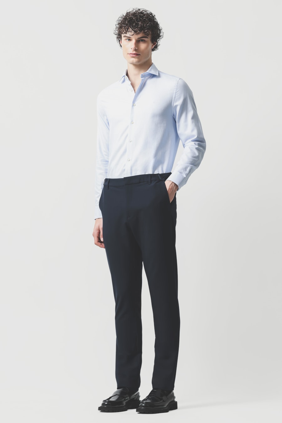 Camisa Manga Longa Super Slim Fio 50 Egípcio Stairs Azul Claro — foto 2 de 6