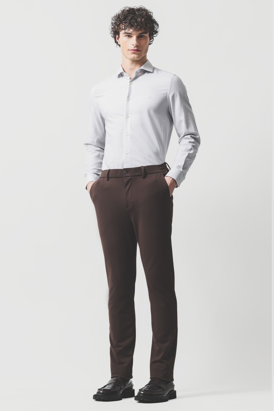 Camisa Manga Longa Super Slim Fio 50 Egípcio Stairs Cinza — foto 2 de 6