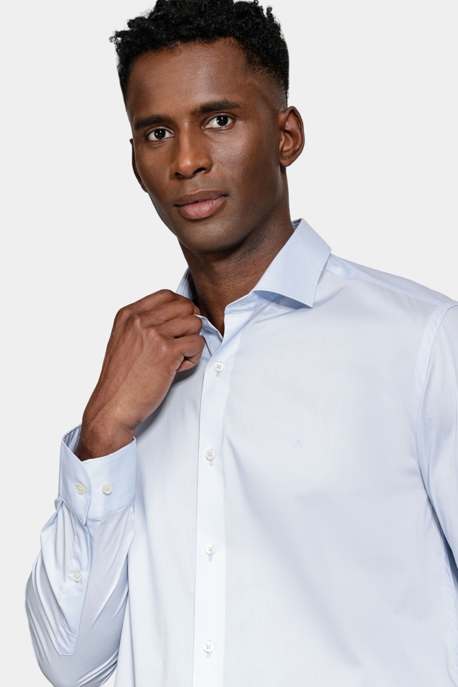 Camisa Manga Longa Tech Cotton Blend Azul Claro — foto 3 de 5