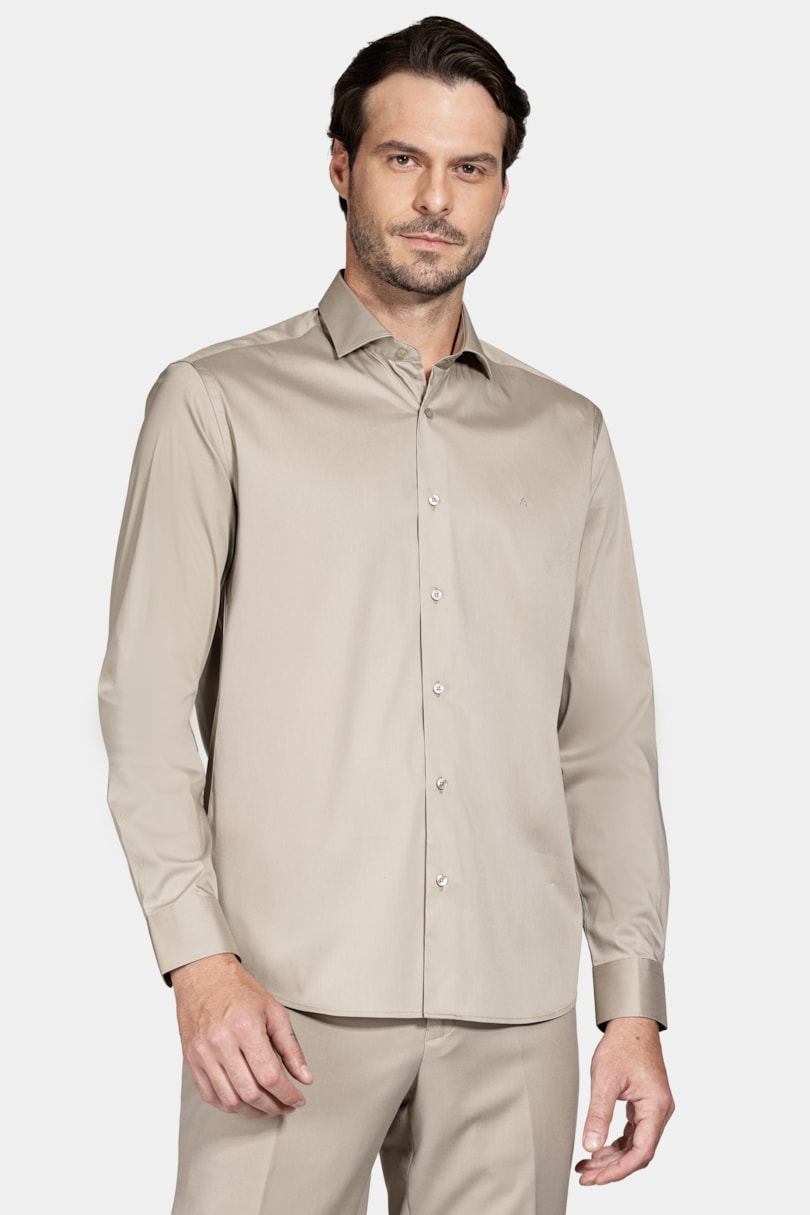 Camisa Manga Longa Tech Cotton Blend Caqui