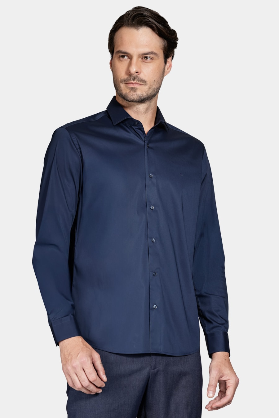 Camisa Manga Longa Tech Cotton Blend Marinho — foto 1 de 6
