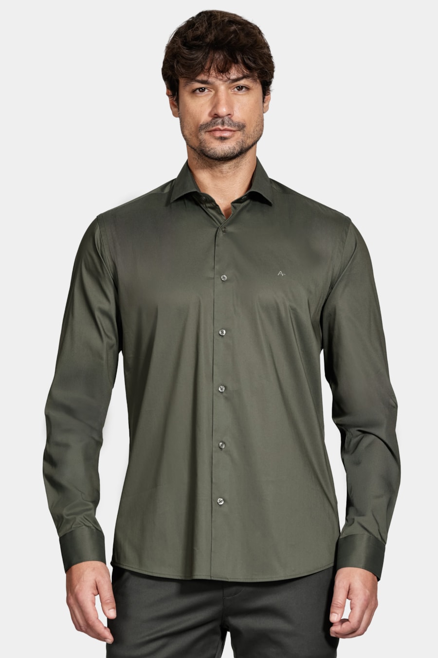 Camisa Manga Longa Tech Cotton Blend Verde — foto 1 de 6