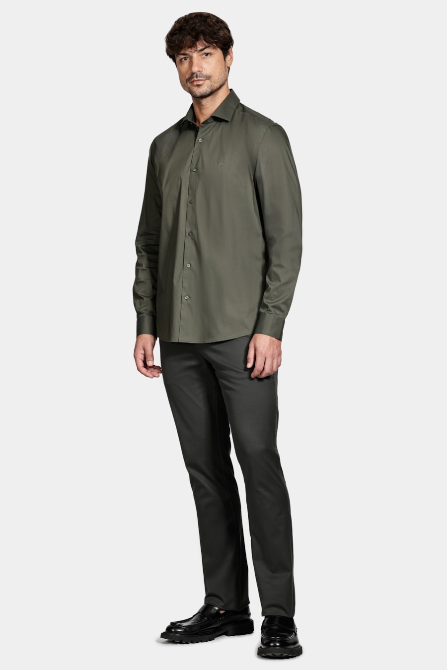 Camisa Manga Longa Tech Cotton Blend Verde — foto 2 de 6