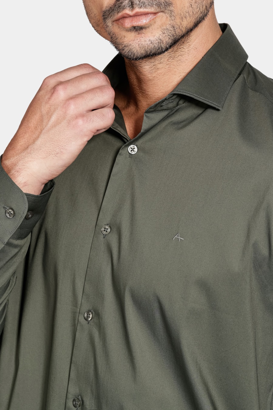 Camisa Manga Longa Tech Cotton Blend Verde — foto 3 de 6
