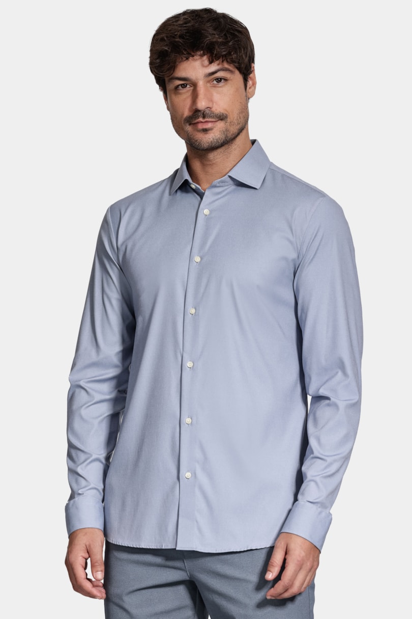 Camisa Manga Longa Tech Flex Sarja Azul Jeans
