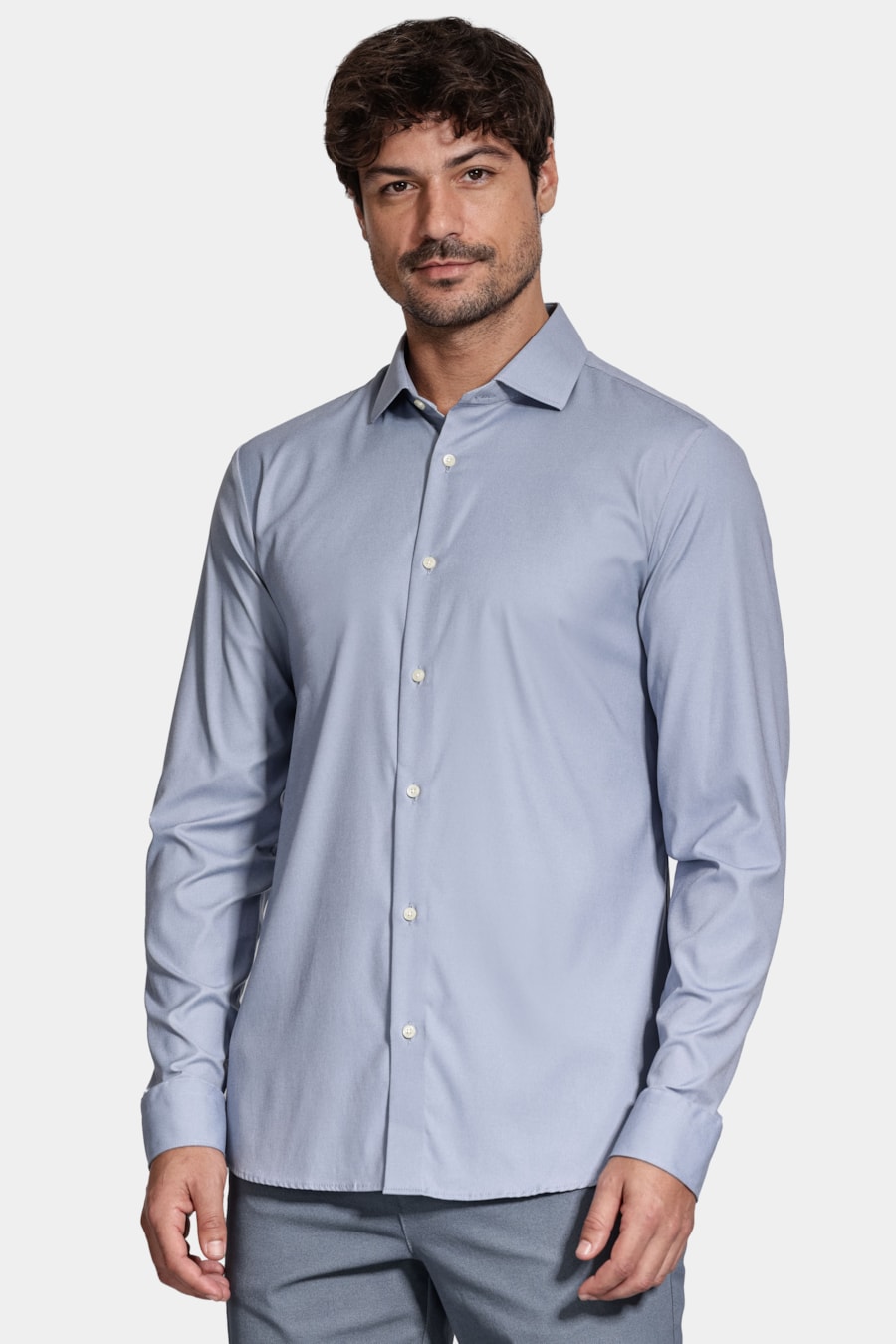 Camisa Manga Longa Tech Flex Sarja Azul Jeans — foto 1 de 5