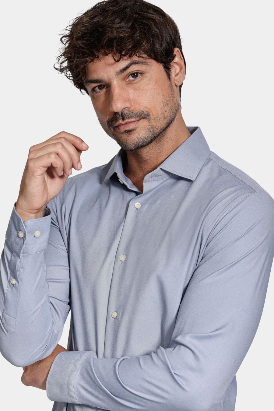 Camisa Manga Longa Tech Flex Sarja Azul Jeans — foto 3 de 5