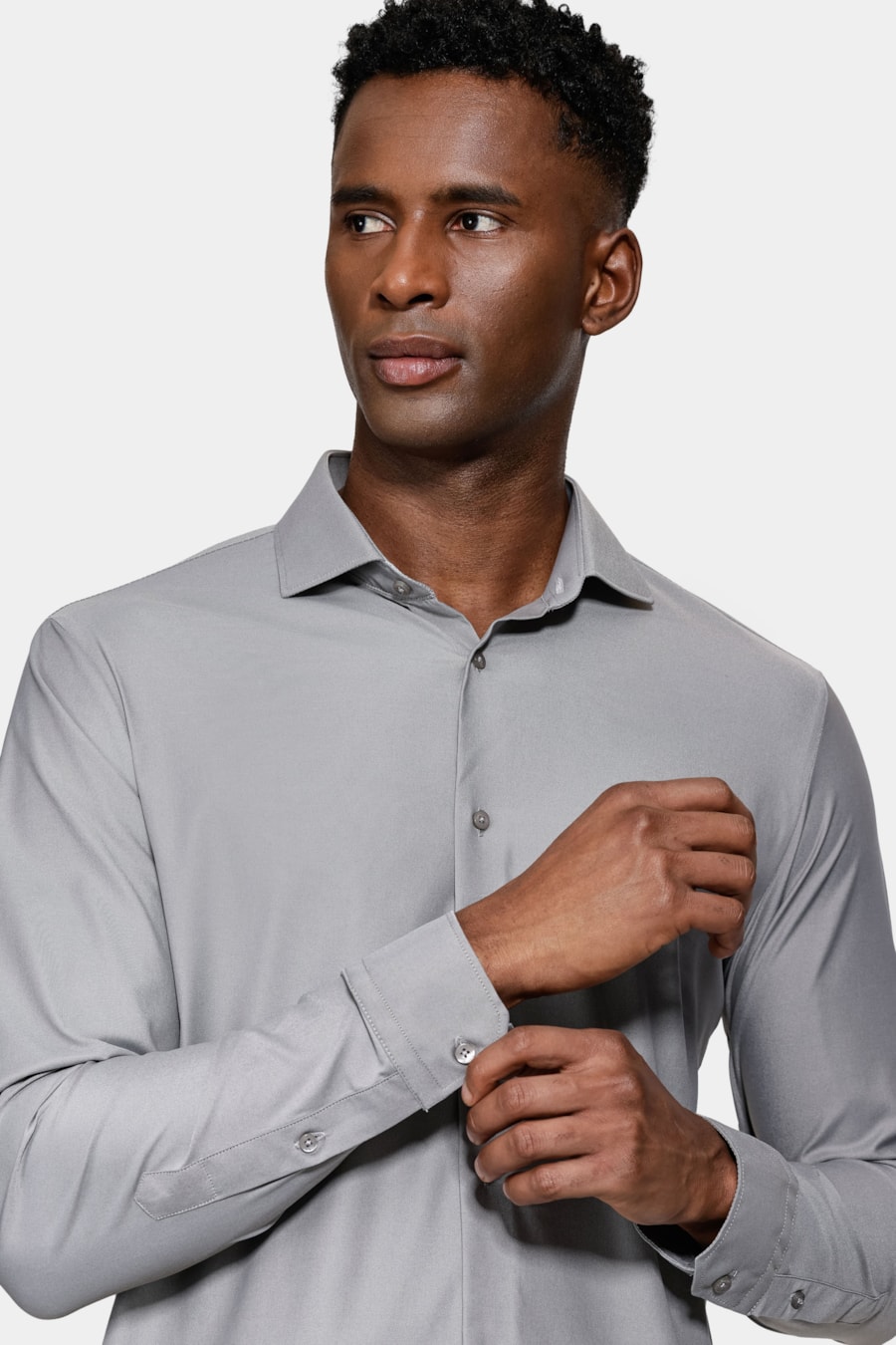 Camisa Manga Longa Tech Flex Sarja Cinza — foto 3 de 5