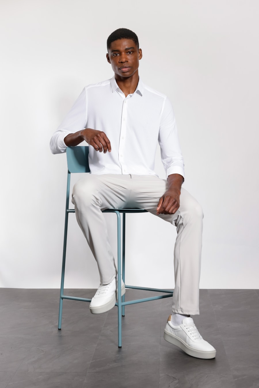 Camisa Manga Longa Texturizada Elastic Wave Branco — foto 2 de 5