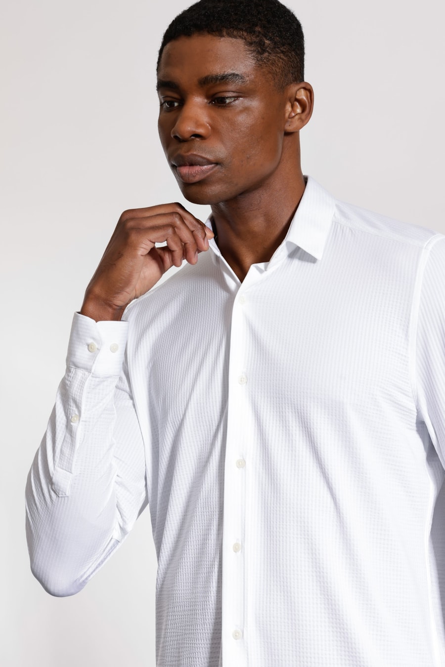 Camisa Manga Longa Texturizada Elastic Wave Branco — foto 3 de 5